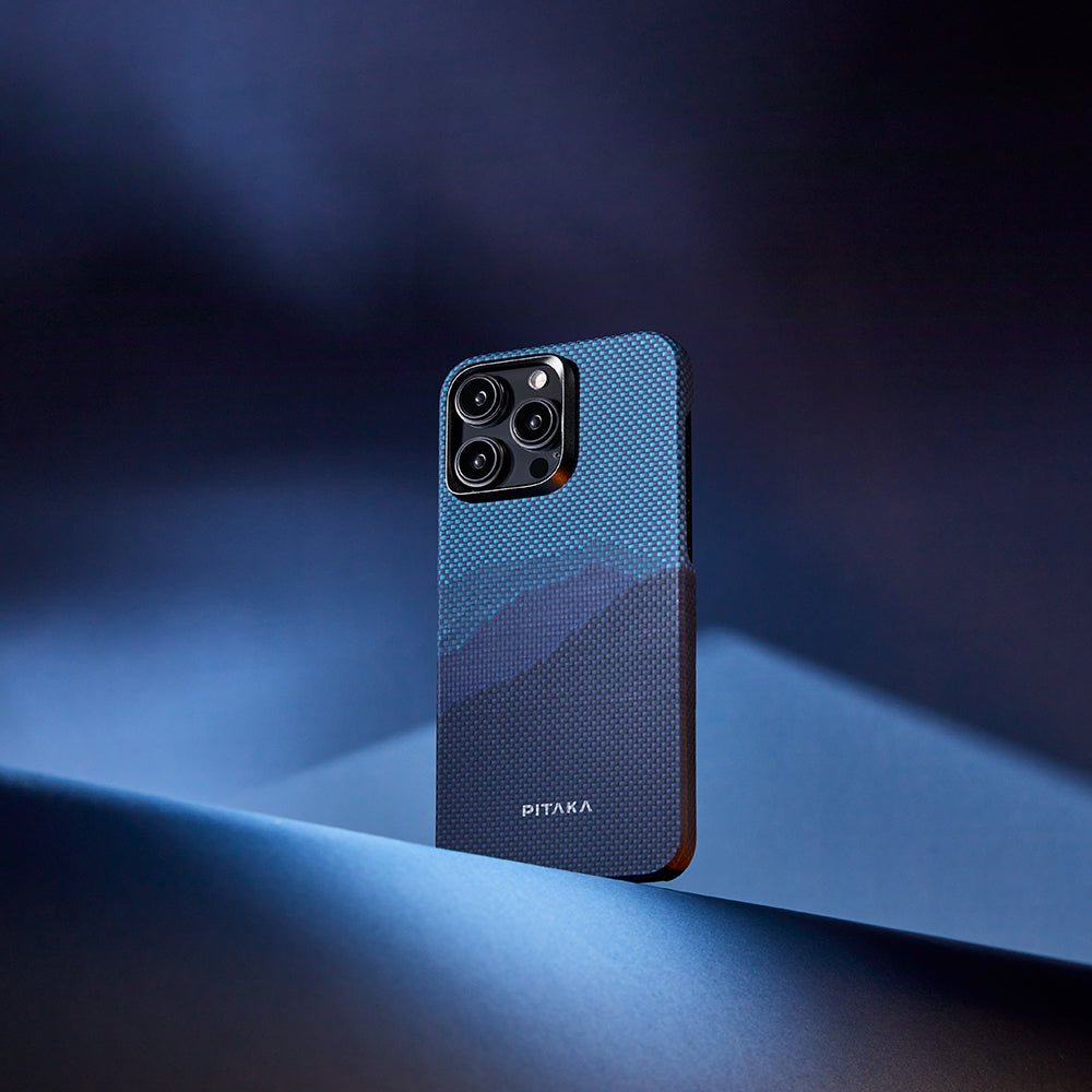Pitaka Tactile Woven Starpeak Serisi iPhone 15 Pro Max M-safe Şarj Özellikli Aramid Fiber Over The Horizon Kılıf