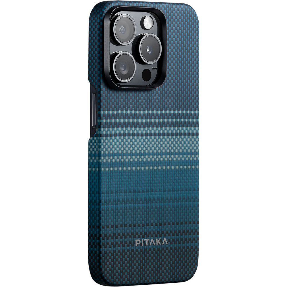 Pitaka Tactile Woven Sunset-Moonrise Serisi iPhone 15 Pro Max M-safe Şarj Özellikli Aramid Fiber Moonrise Kılıf
