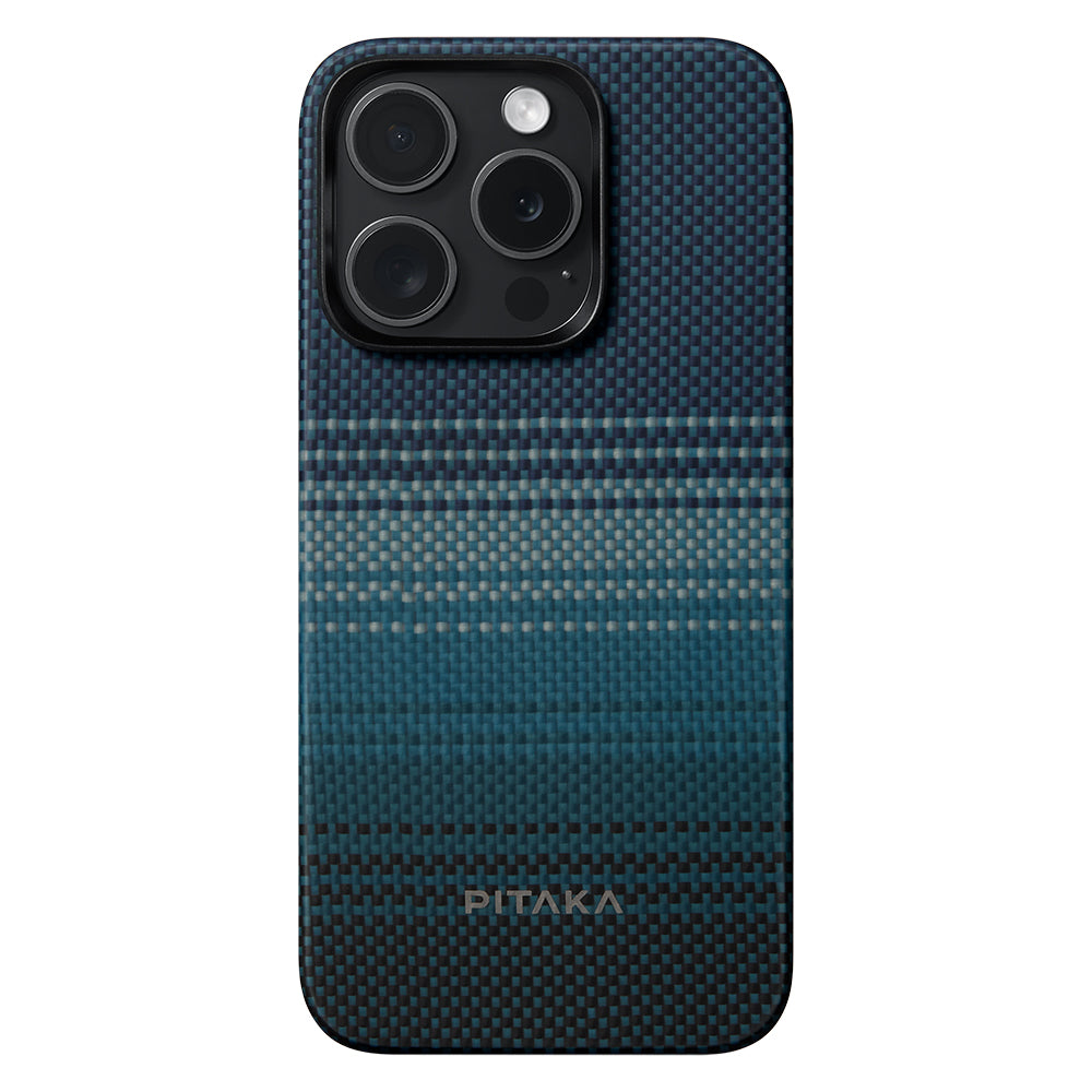 Pitaka Tactile Woven Sunset-Moonrise Serisi iPhone 15 Pro Max M-safe Şarj Özellikli Aramid Fiber Moonrise Kılıf