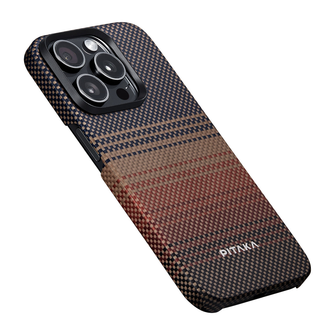 Pitaka Tactile Woven Sunset-Moonrise Serisi iPhone 15 Pro Max M-safe Şarj Özellikli Aramid Fiber Sunset Kılıf