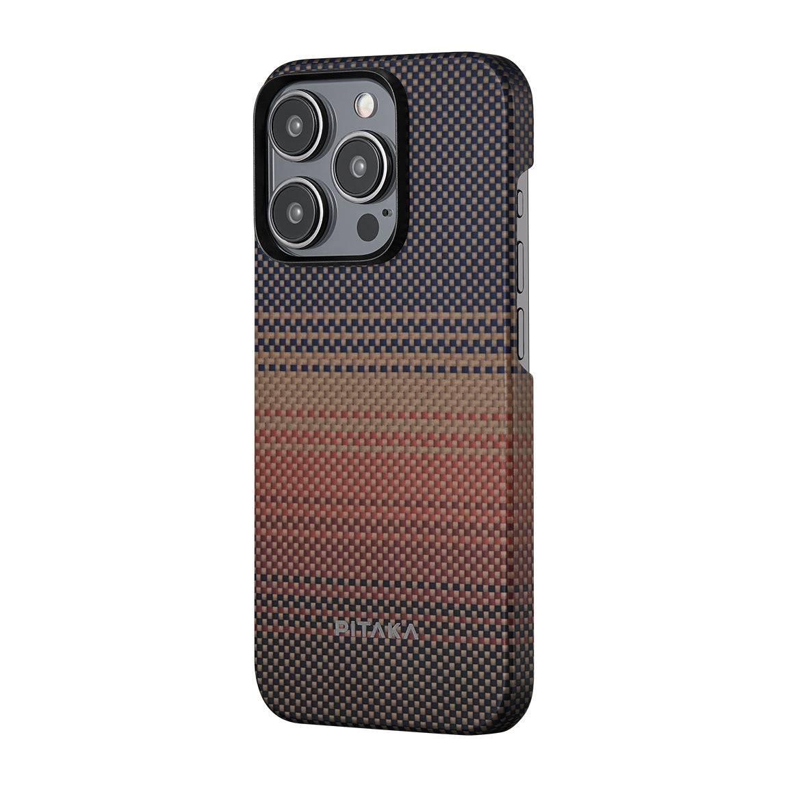 Pitaka Tactile Woven Sunset-Moonrise Serisi iPhone 15 Pro Max M-safe Şarj Özellikli Aramid Fiber Sunset Kılıf