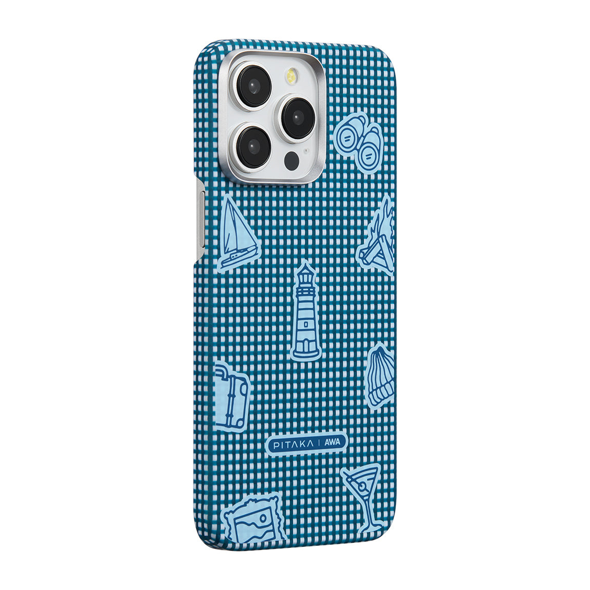 Pitaka Ultra-Slim Classic Serisi iPhone 15 Pro Max M-safe Şarj Özellikli Awa Tasarımlı 1500D Aramid Fiber Ocean Kılıf