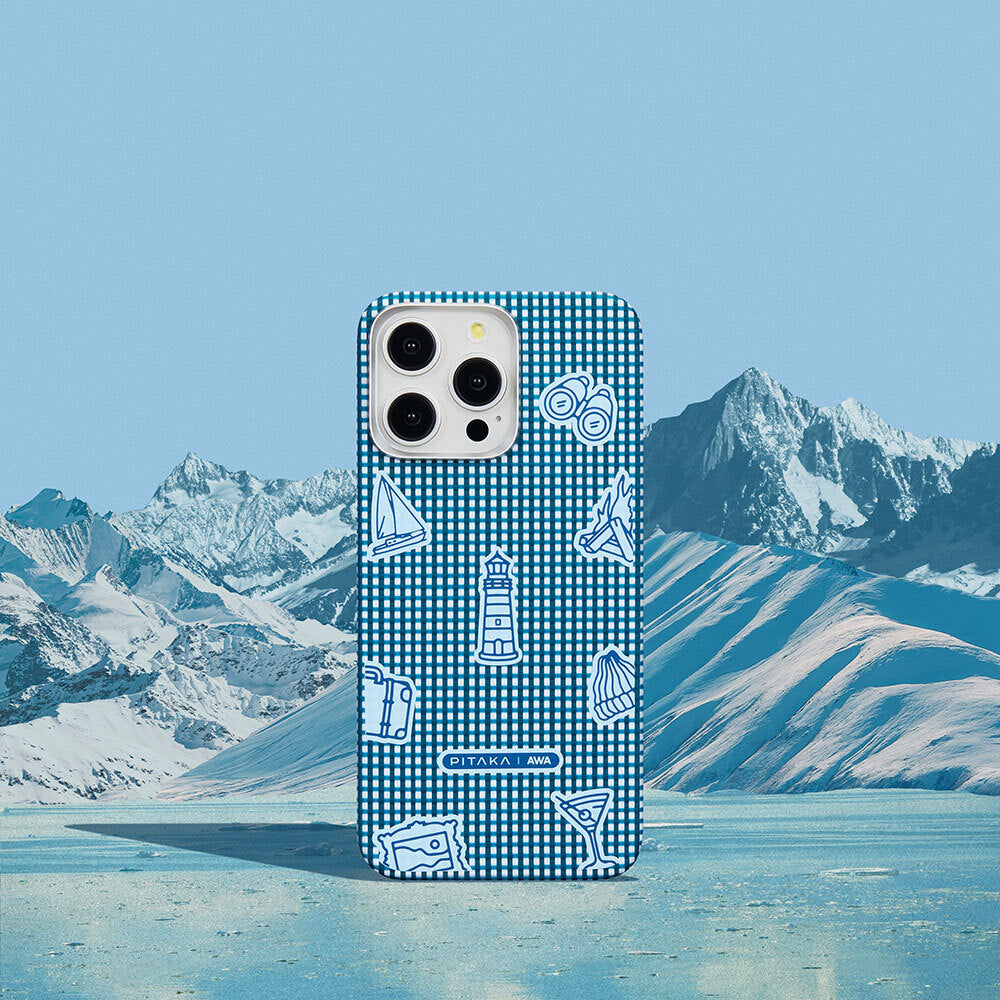Pitaka Ultra-Slim Classic Serisi iPhone 15 Pro Max M-safe Şarj Özellikli Awa Tasarımlı 1500D Aramid Fiber Ocean Kılıf