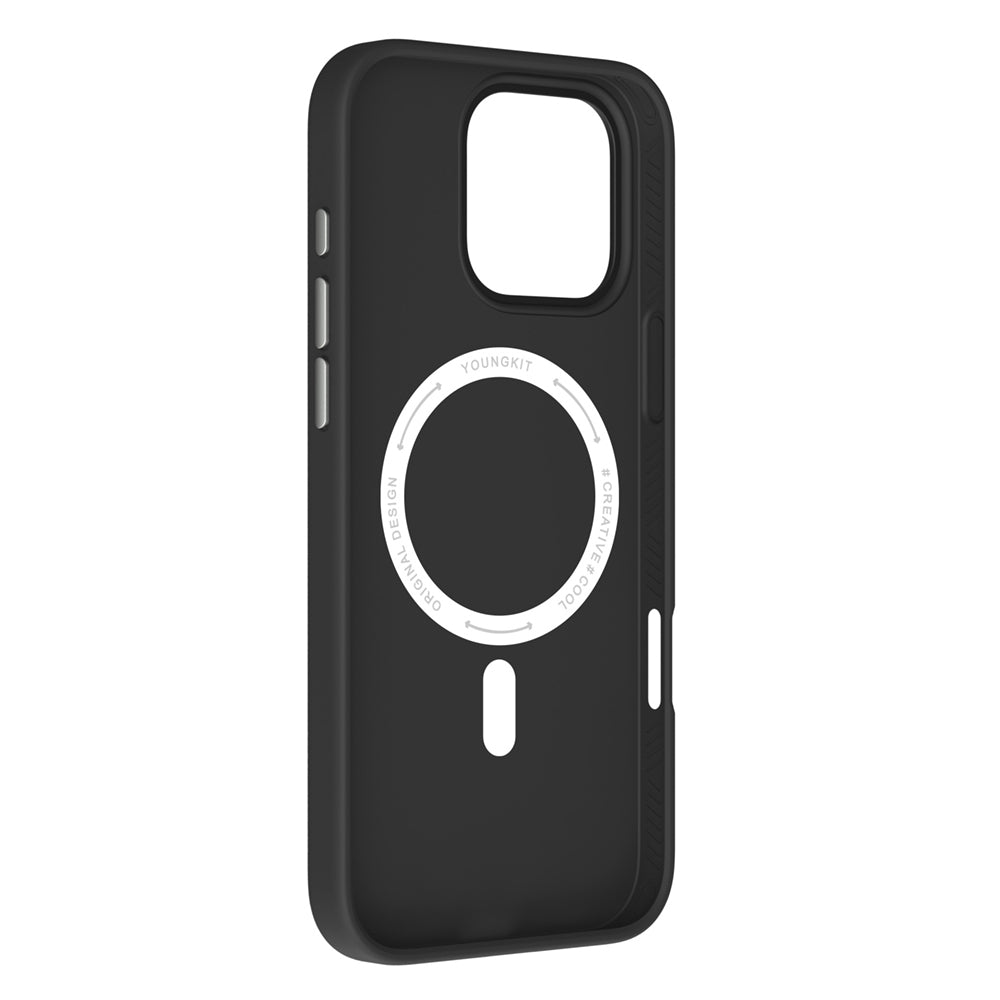 Youngkit Tech Fashion Serisi iPhone 15 Pro Max M-safe Şarj Özellikli Basit Mat Deri Desenli Kılıf