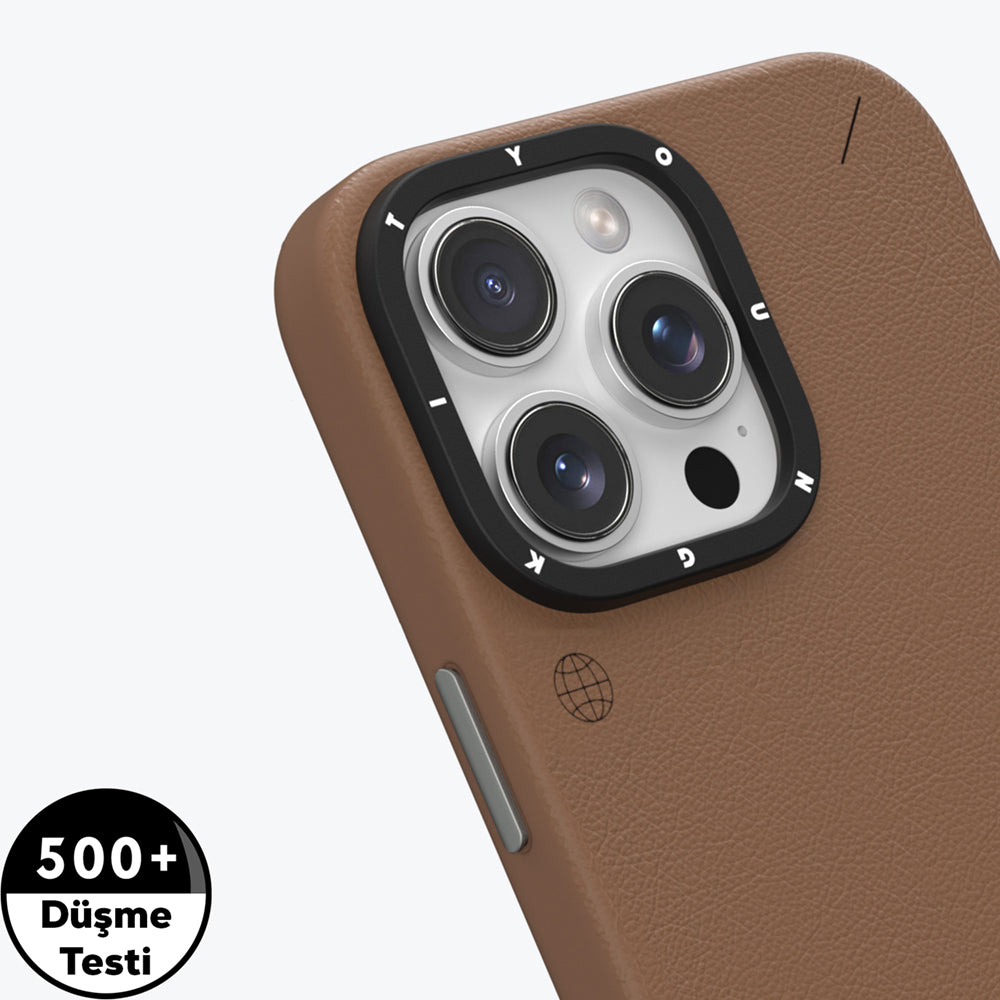 Youngkit Tech Fashion Serisi iPhone 15 Pro Max M-safe Şarj Özellikli Basit Mat Deri Desenli Kılıf