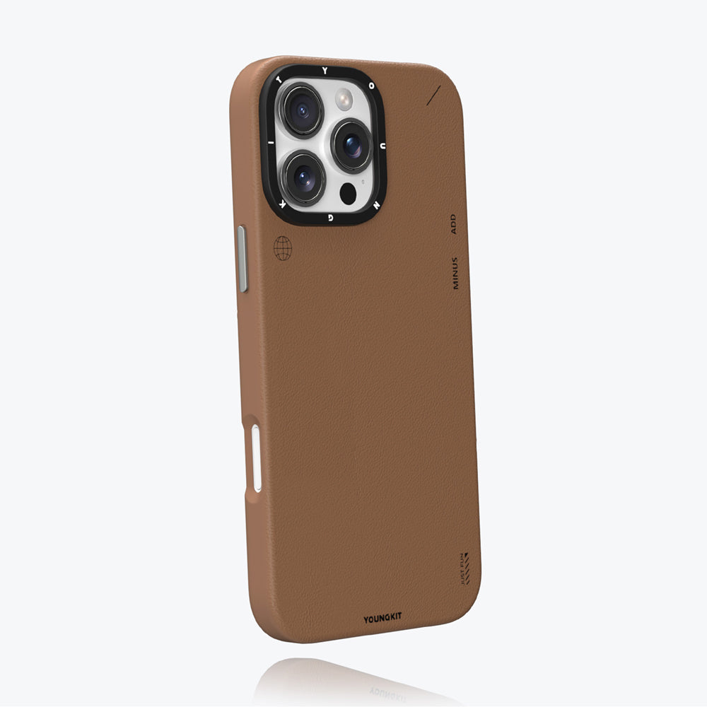 Youngkit Tech Fashion Serisi iPhone 15 Pro Max M-safe Şarj Özellikli Basit Mat Deri Desenli Kılıf