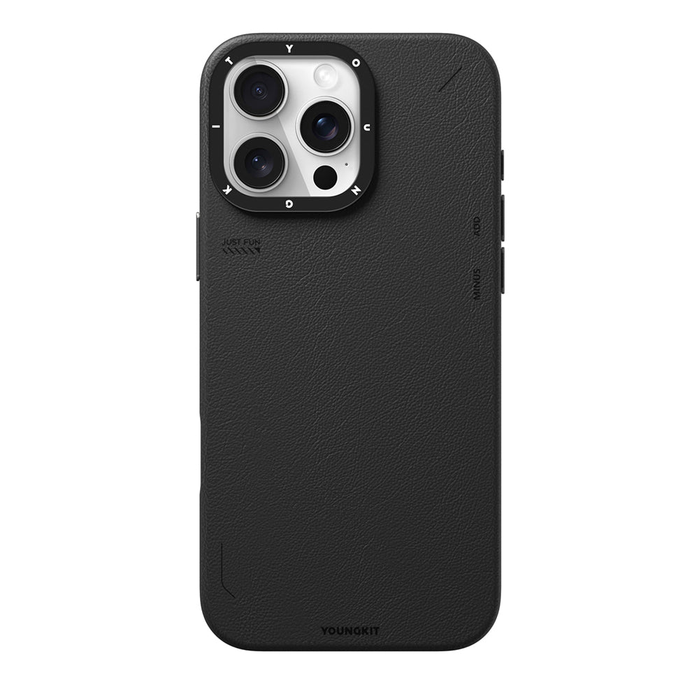 Youngkit Tech Fashion Serisi iPhone 15 Pro Max M-safe Şarj Özellikli Basit Mat Deri Desenli Kılıf