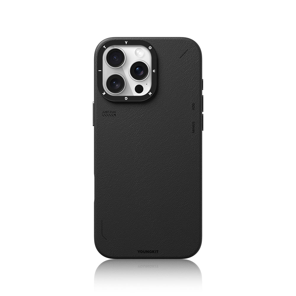 Youngkit Tech Fashion Serisi iPhone 15 Pro Max M-safe Şarj Özellikli Basit Mat Deri Desenli Kılıf