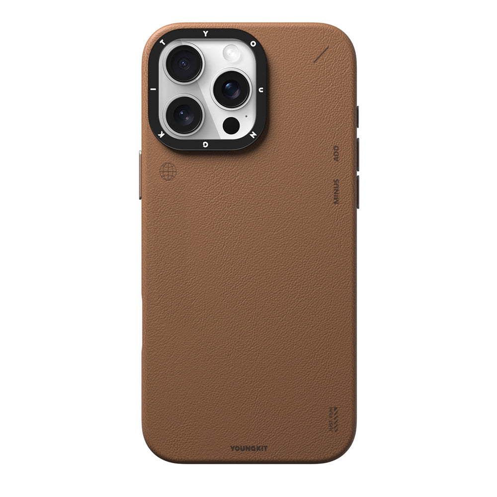 Youngkit Tech Fashion Serisi iPhone 15 Pro Max M-safe Şarj Özellikli Basit Mat Deri Desenli Kılıf