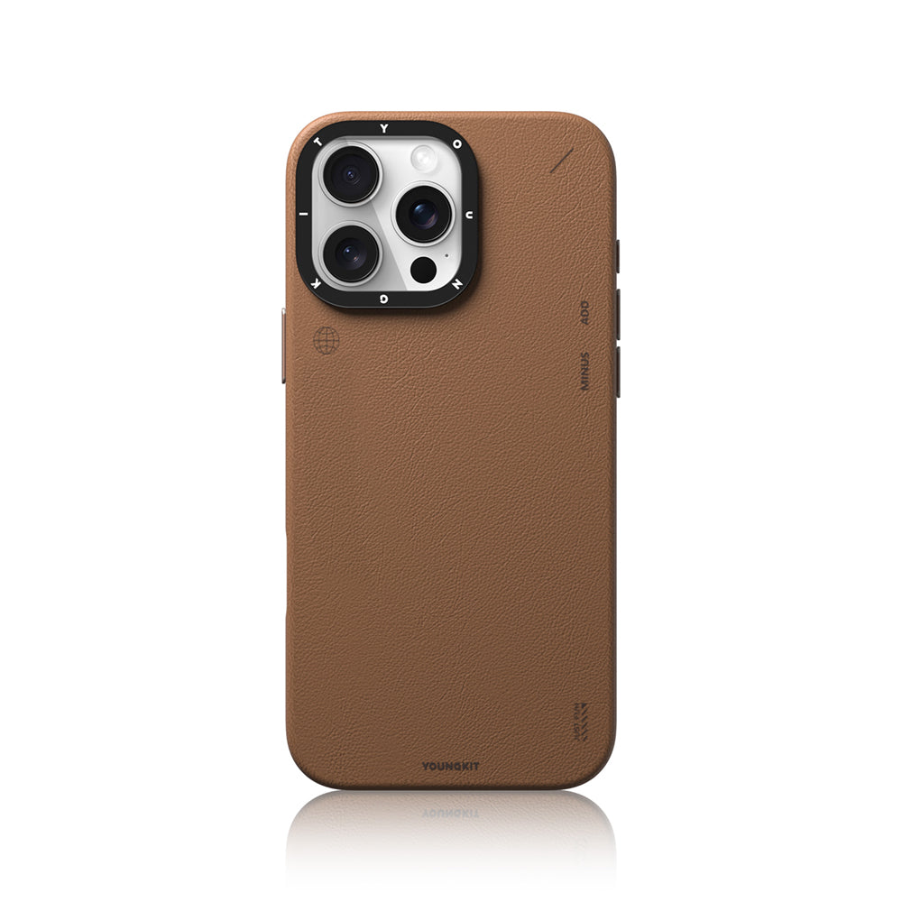 Youngkit Tech Fashion Serisi iPhone 15 Pro Max M-safe Şarj Özellikli Basit Mat Deri Desenli Kılıf
