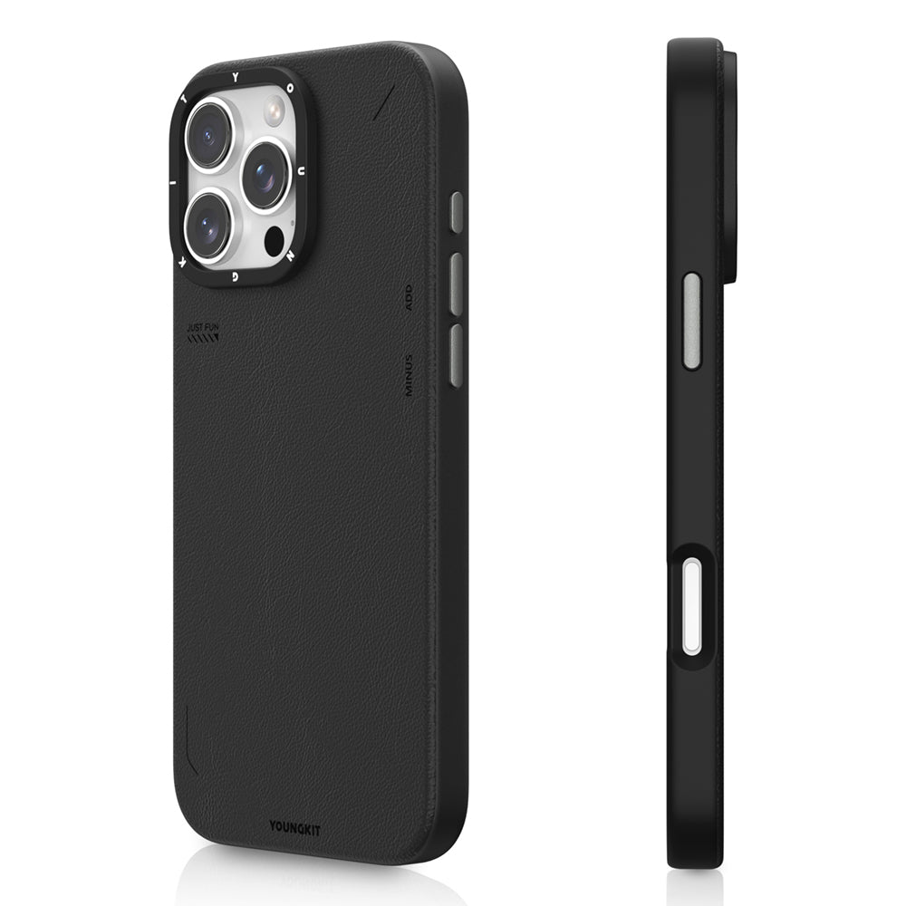 Youngkit Tech Fashion Serisi iPhone 15 Pro Max M-safe Şarj Özellikli Basit Mat Deri Desenli Kılıf