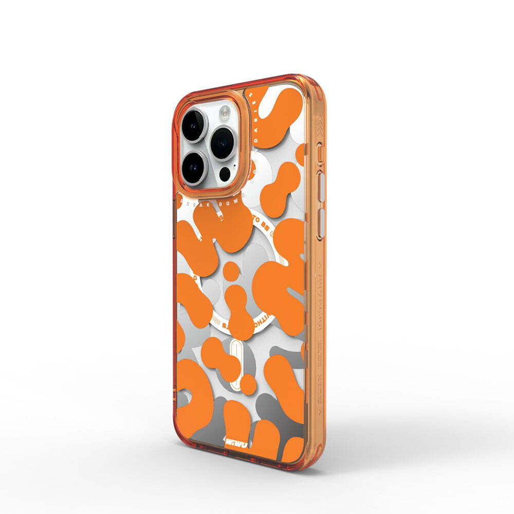 Wiwu Fluorescent G Serisi iPhone 15 Pro Max M-safe Şarj Özellikli Boya Desenli Telefon Kılıfı