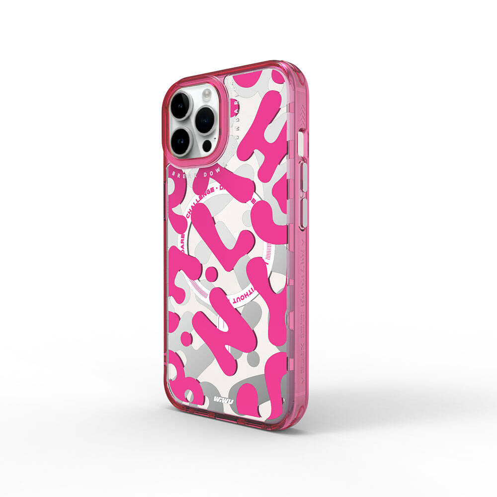 Wiwu Fluorescent G Serisi iPhone 15 Pro Max M-safe Şarj Özellikli Boya Desenli Telefon Kılıfı