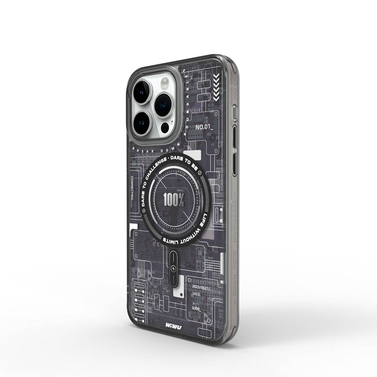 Wiwu Mecha Circuit H Serisi iPhone 15 Pro Max M-safe Şarj Özellikli Desenli Telefon Kılıfı