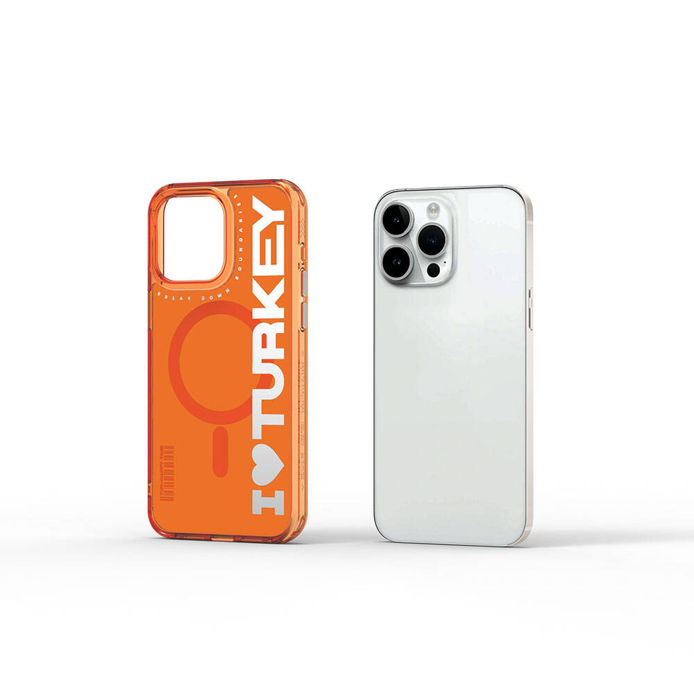 Wiwu Turkey E Serisi iPhone 15 Pro Max M-safe Şarj Özellikli I Love Turkey Yazı Desenli Telefon Kılıfı
