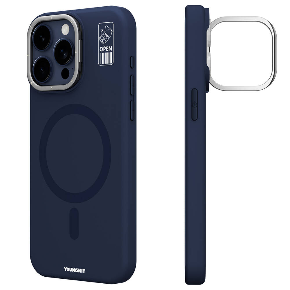 Youngkit Bitty Cream iPhone 15 Pro Max Magsafe Şarj Özellikli Kamera Standlı Silikon Telefon Kılıfı - 1