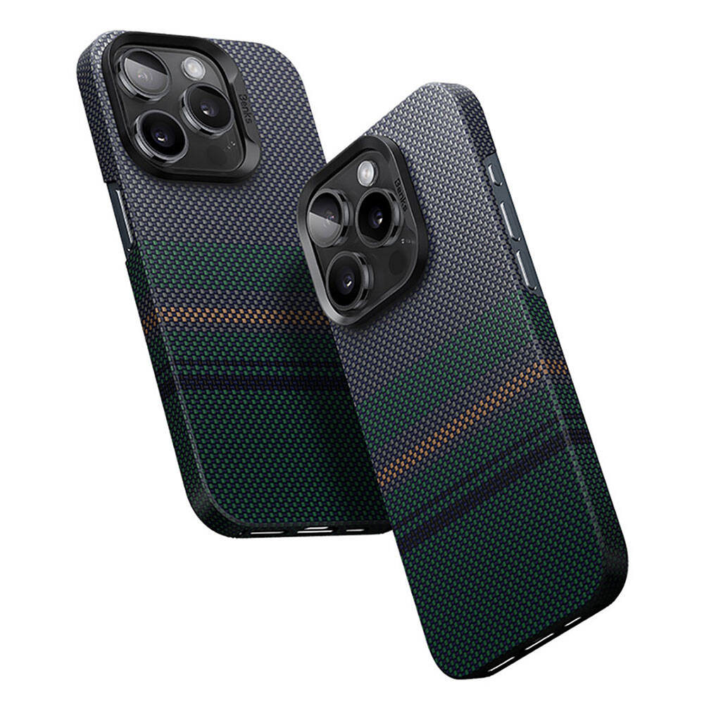 Benks Aurora ArmorAir iPhone 15 Pro Max M-safe Şarj Özellikli Karbon Fiber Tasarımlı Kevlar Kılıf