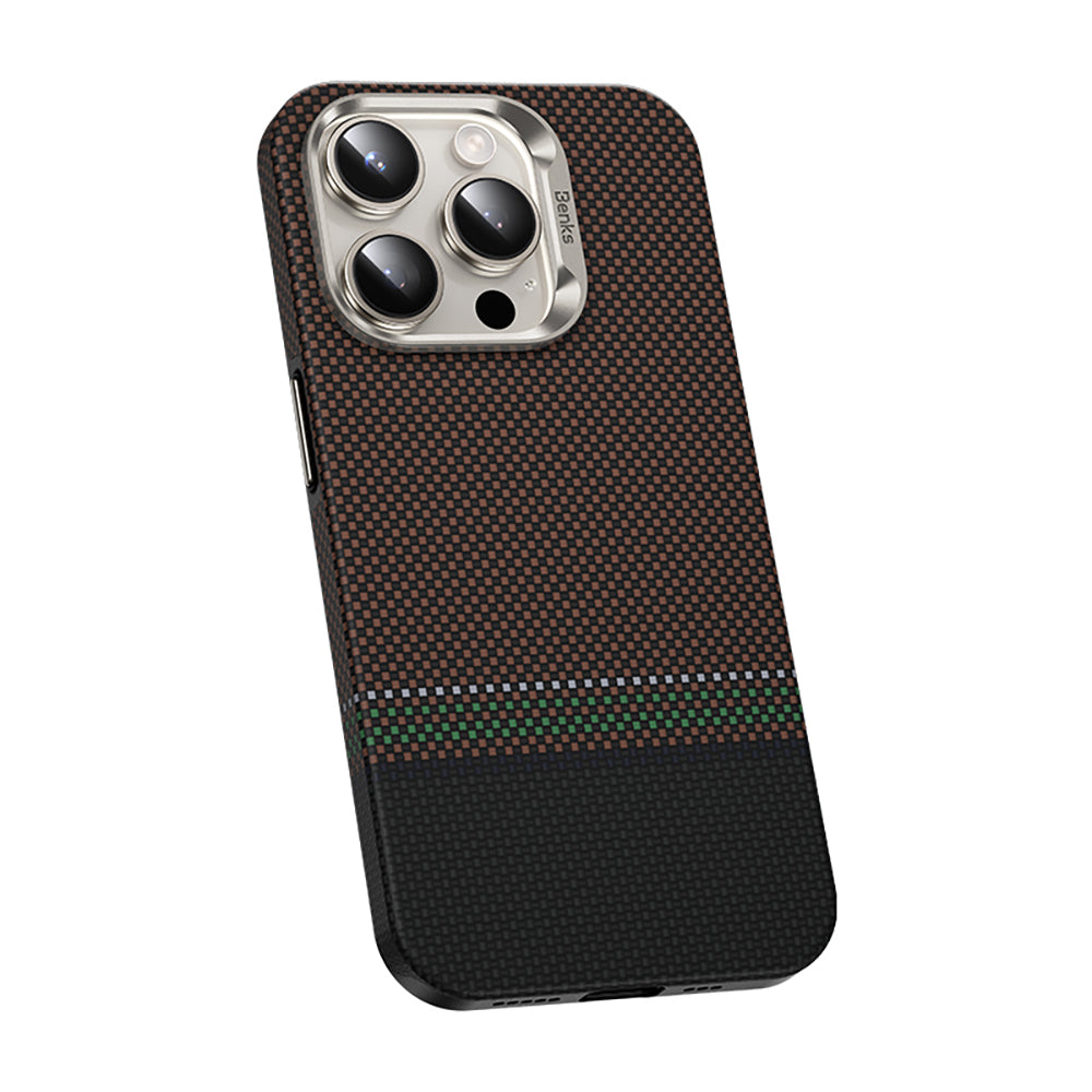 Benks Prestige ArmorPro iPhone 15 Pro Max Karbon Fiber Tasarımlı M-safe Kevlar Kılıf