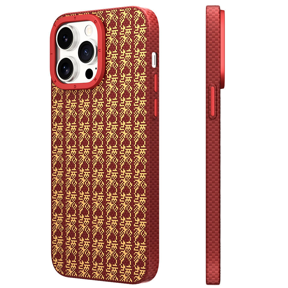 Youngkit Auspicious Loong Serisi iPhone 15 Pro Max M-safe Şarj Özellikli Kevlar 1500D Kılıf