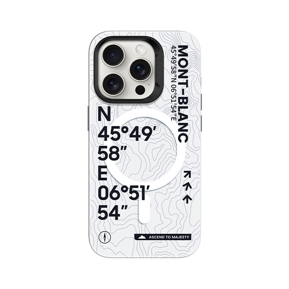 Benks Summit Serisi iPhone 15 Pro Max M-safe Şarj Özellikli Koordinat Yazı Desenli Kılıf