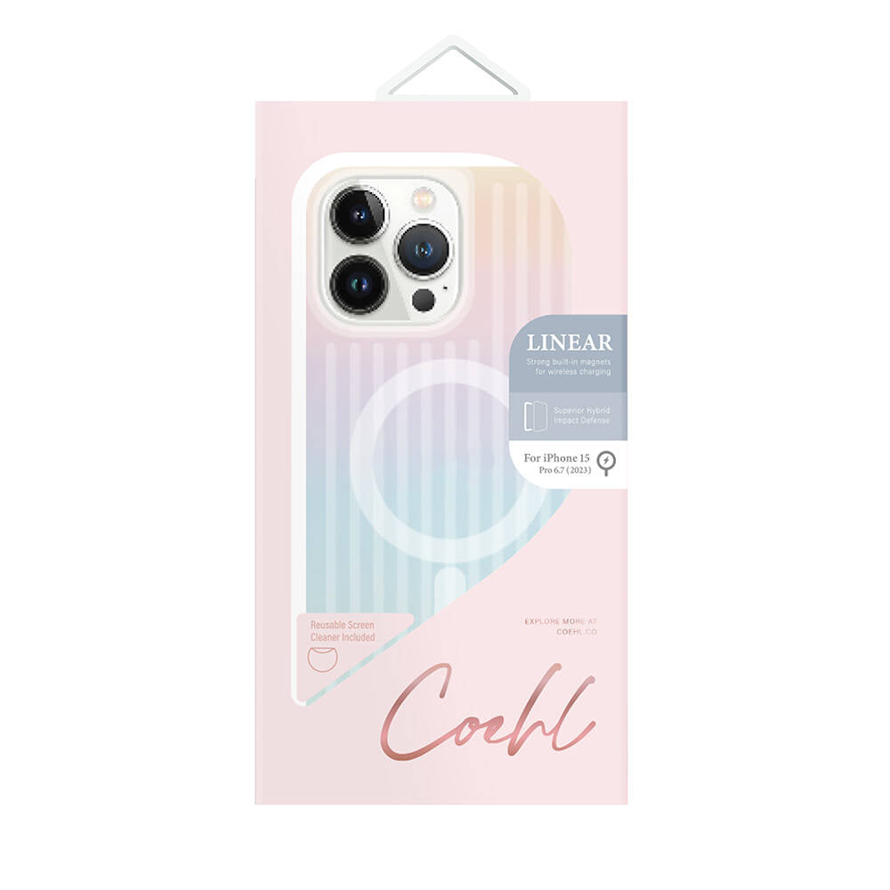 Coehl Linear iPhone 15 Pro Max M-safe Şarj Özellikli Parlayan Arka Yüzey Telefon Kılıfı