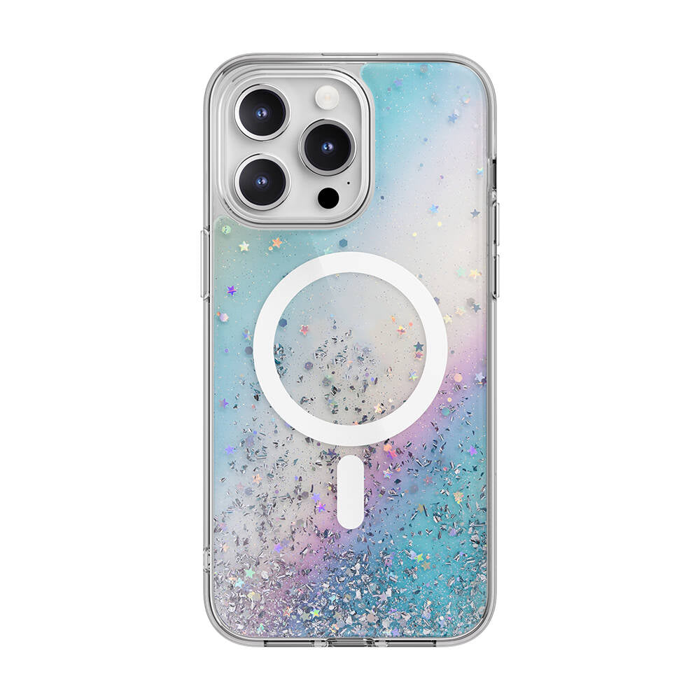 Switcheasy Starfield-M iPhone 15 Pro Max M-safe Şarj Özellikli Parlayan Simli Şeffaf Lisanslı Kılıf