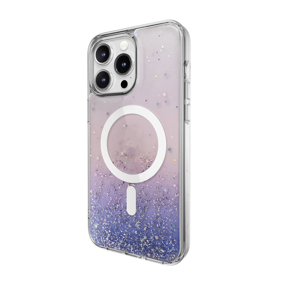 Switcheasy Starfield-M iPhone 15 Pro Max M-safe Şarj Özellikli Parlayan Simli Şeffaf Lisanslı Kılıf