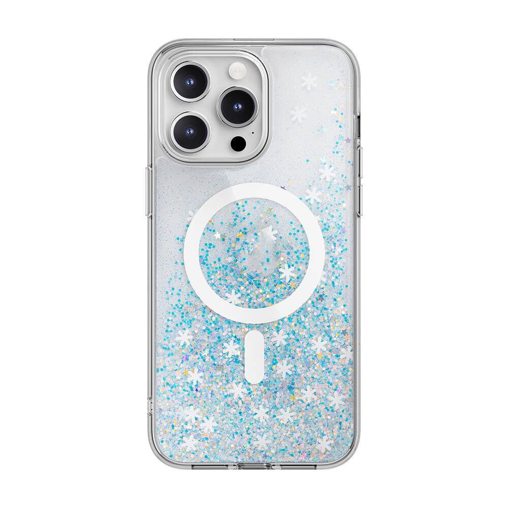Switcheasy Starfield-M iPhone 15 Pro Max M-safe Şarj Özellikli Parlayan Simli Şeffaf Lisanslı Kılıf