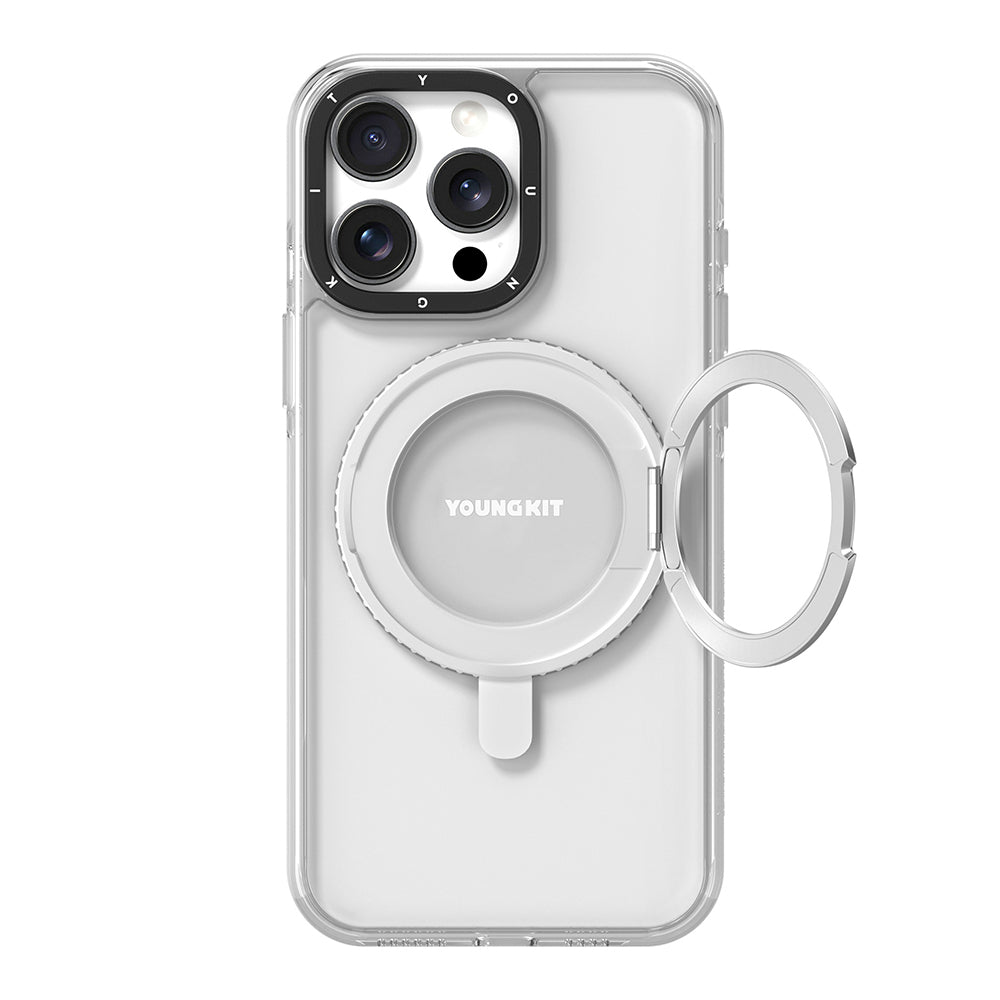 Youngkit Pivot Serisi iPhone 15 Pro Max M-safe Şarj Özellikli Parmak Ring Standlı Kılıf