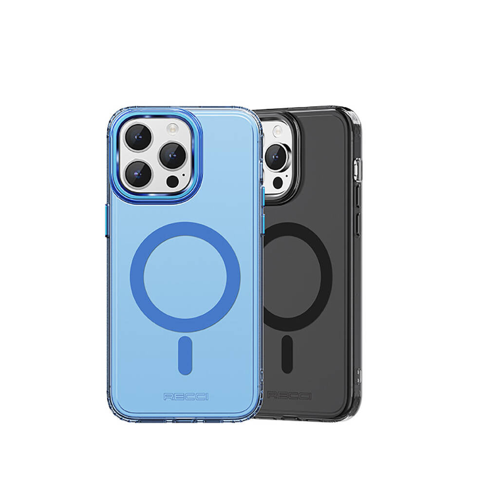 Recci Crystal Color Serisi iPhone 15 Pro Max M-safe Şarj Özellikli Saydam Arka Yüzey Kılıf