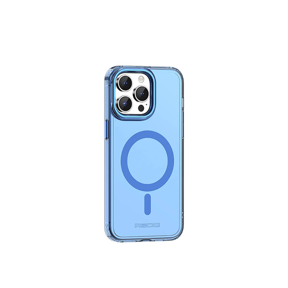 Recci Crystal Color Serisi iPhone 15 Pro Max M-safe Şarj Özellikli Saydam Arka Yüzey Kılıf