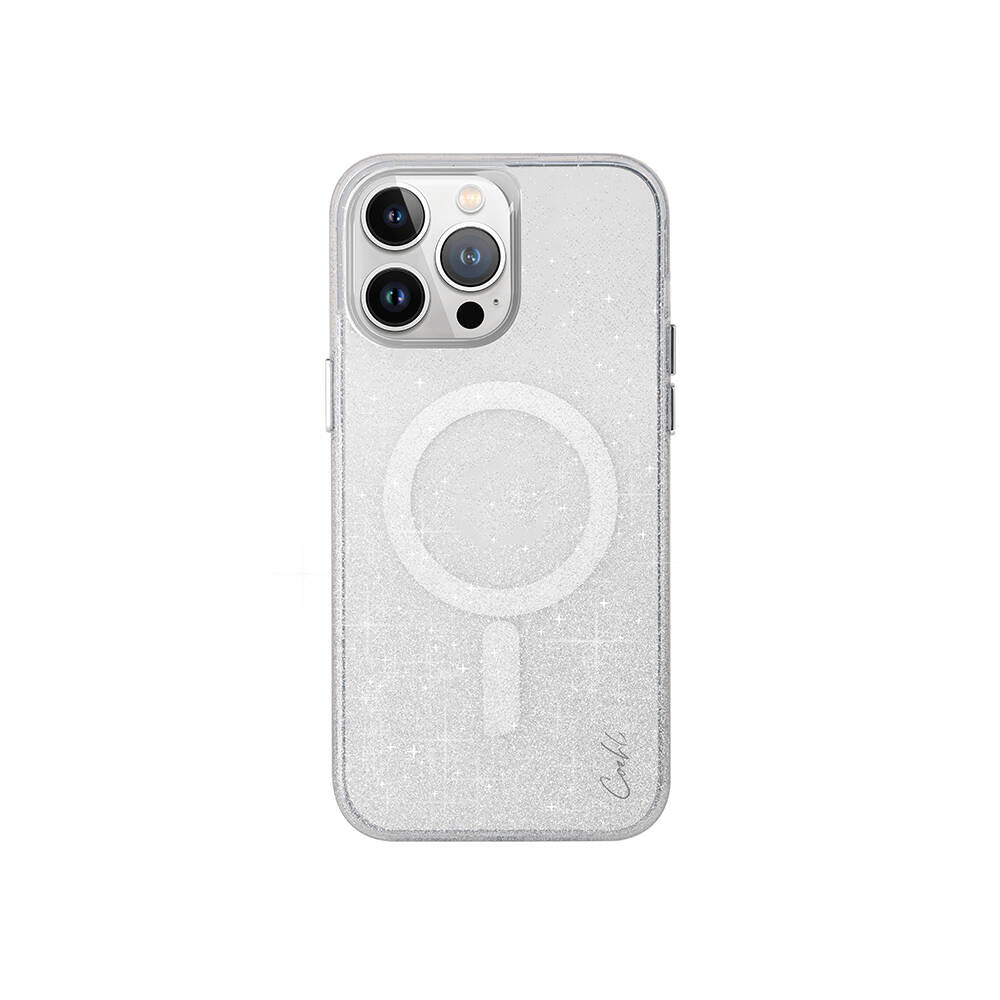 Coehl Lumino iPhone 15 Pro Max M-safe Şarj Özellikli Simli Arka Yüzey Telefon Kılıfı