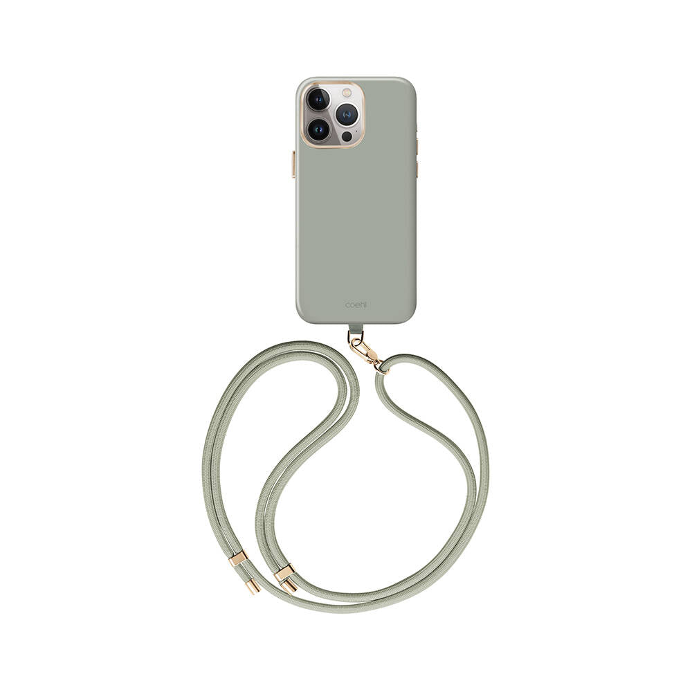 Coehl Creme iPhone 15 Pro Max M-safe Şarj Özellikli Soft Pürüzsüz Yüzey Askı İpli Kılıf