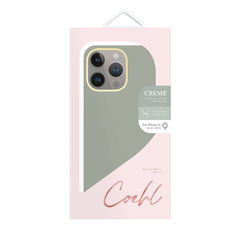 Coehl Creme iPhone 15 Pro Max M-safe Şarj Özellikli Soft Pürüzsüz Yüzey Askı İpli Kılıf