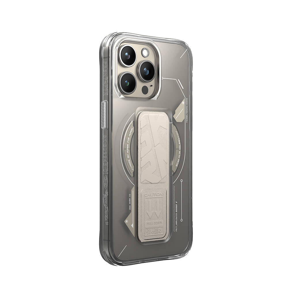Skinarma Helio iPhone 15 Pro Max M-safe Şarj Özellikli Teknoloji Desenli Standlı Kılıf