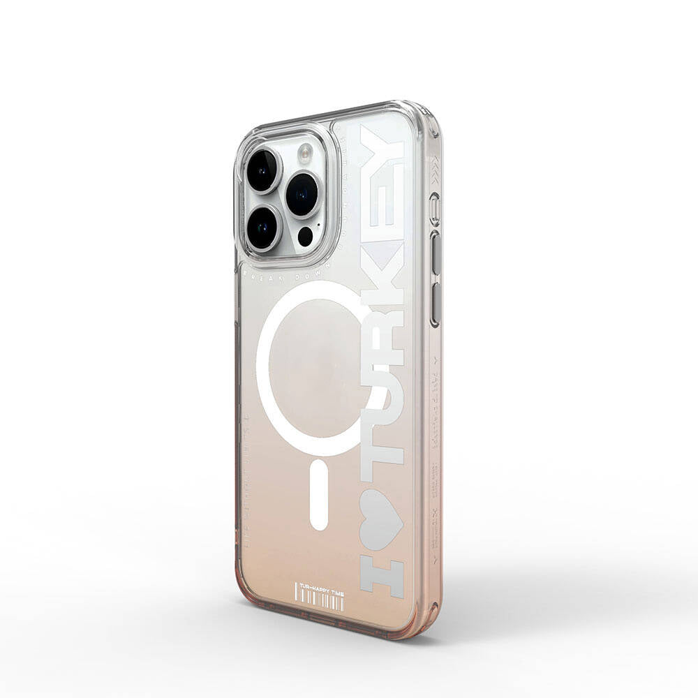 Wiwu Turkey C Serisi iPhone 15 Pro Max M-safe Şarj Özellikli Transparan Renk Geçişli Telefon Kılıfı