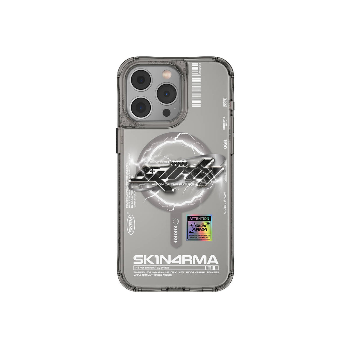 SkinArma Bolt iPhone 15 Pro Max M-safe Şarj Özellikli Yazı Desenli Kılıf