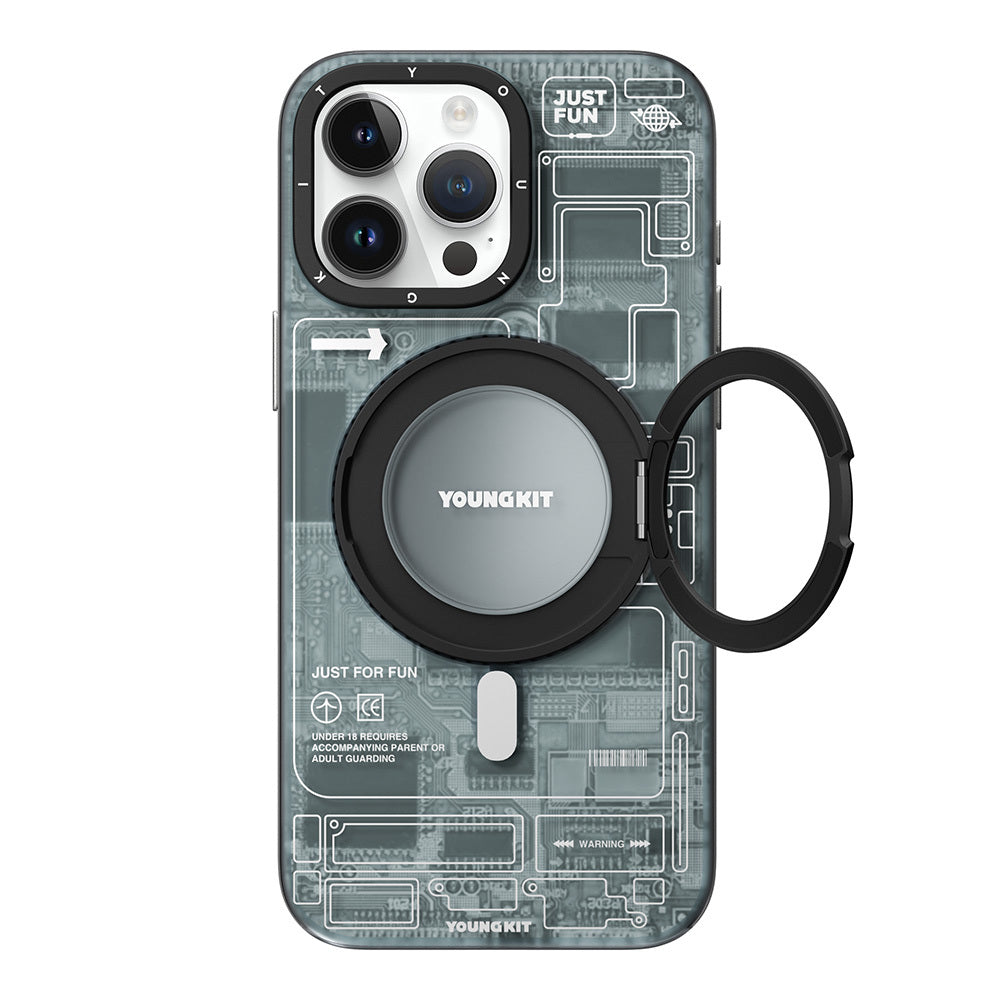 Youngkit 360° Standlı Technology Serisi iPhone 15 Pro Max M-safe Şarj Özellikli Kılıf
