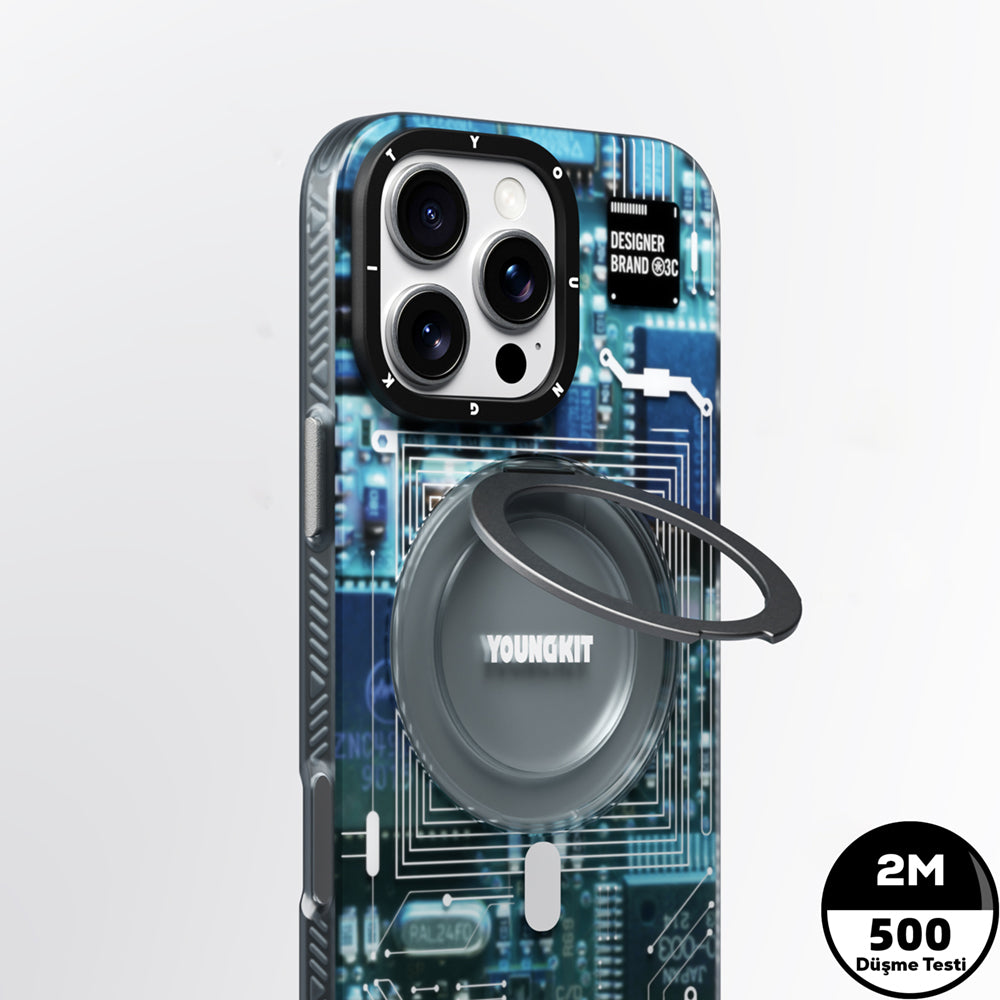 Youngkit 360° Standlı Technology Serisi iPhone 15 Pro Max M-safe Şarj Özellikli Kılıf
