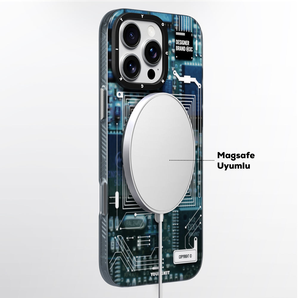 Youngkit 360° Standlı Technology Serisi iPhone 15 Pro Max M-safe Şarj Özellikli Kılıf