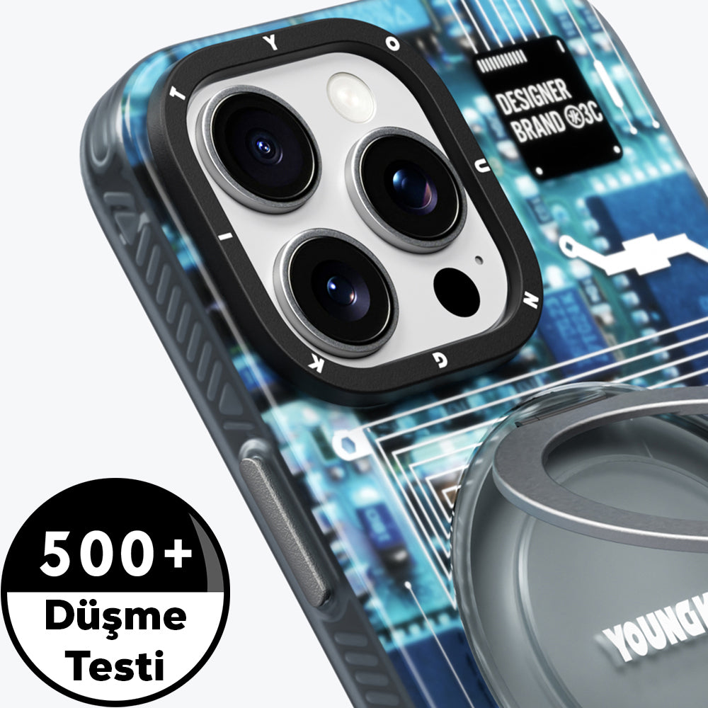 Youngkit 360° Standlı Technology Serisi iPhone 15 Pro Max M-safe Şarj Özellikli Kılıf