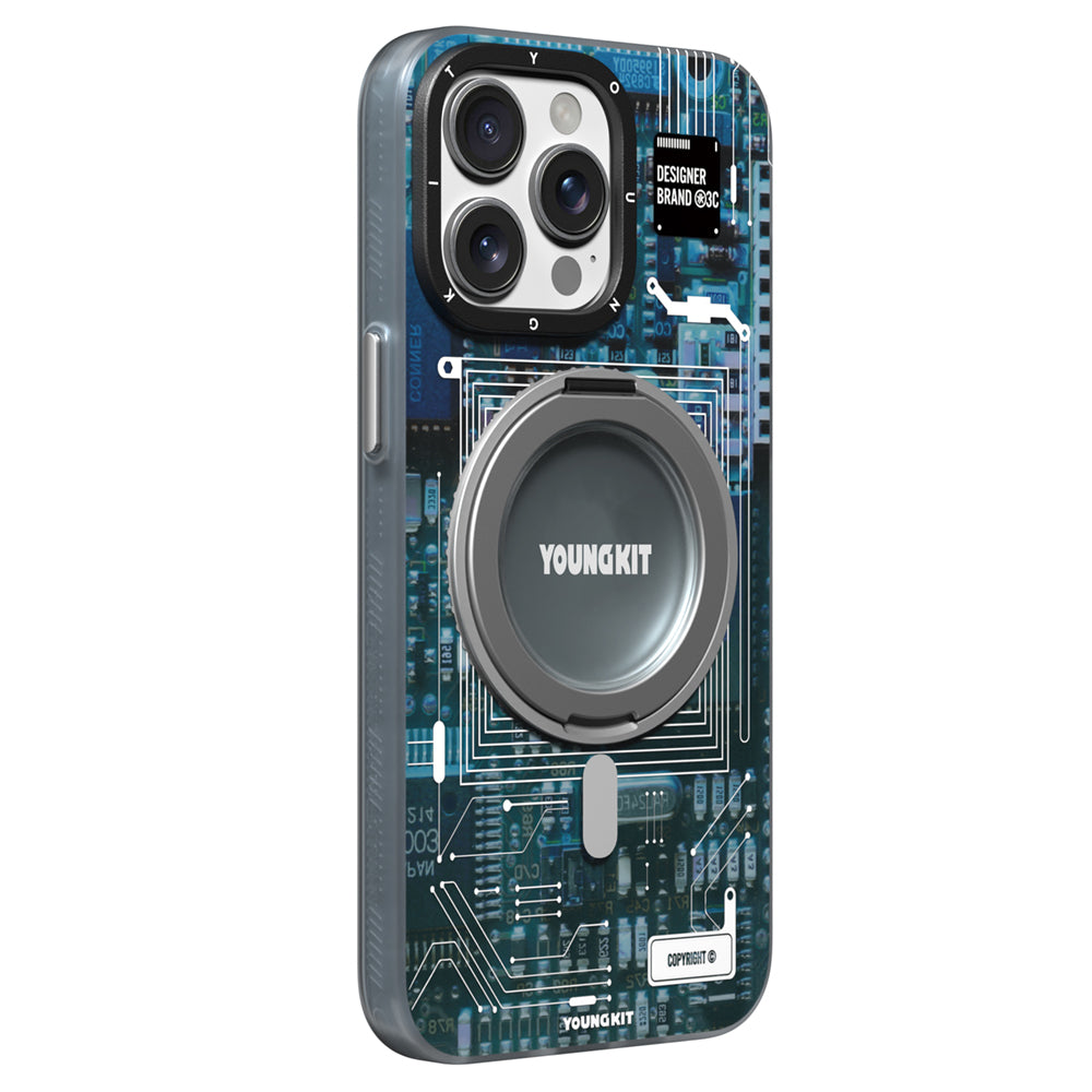 Youngkit 360° Standlı Technology Serisi iPhone 15 Pro Max M-safe Şarj Özellikli Kılıf