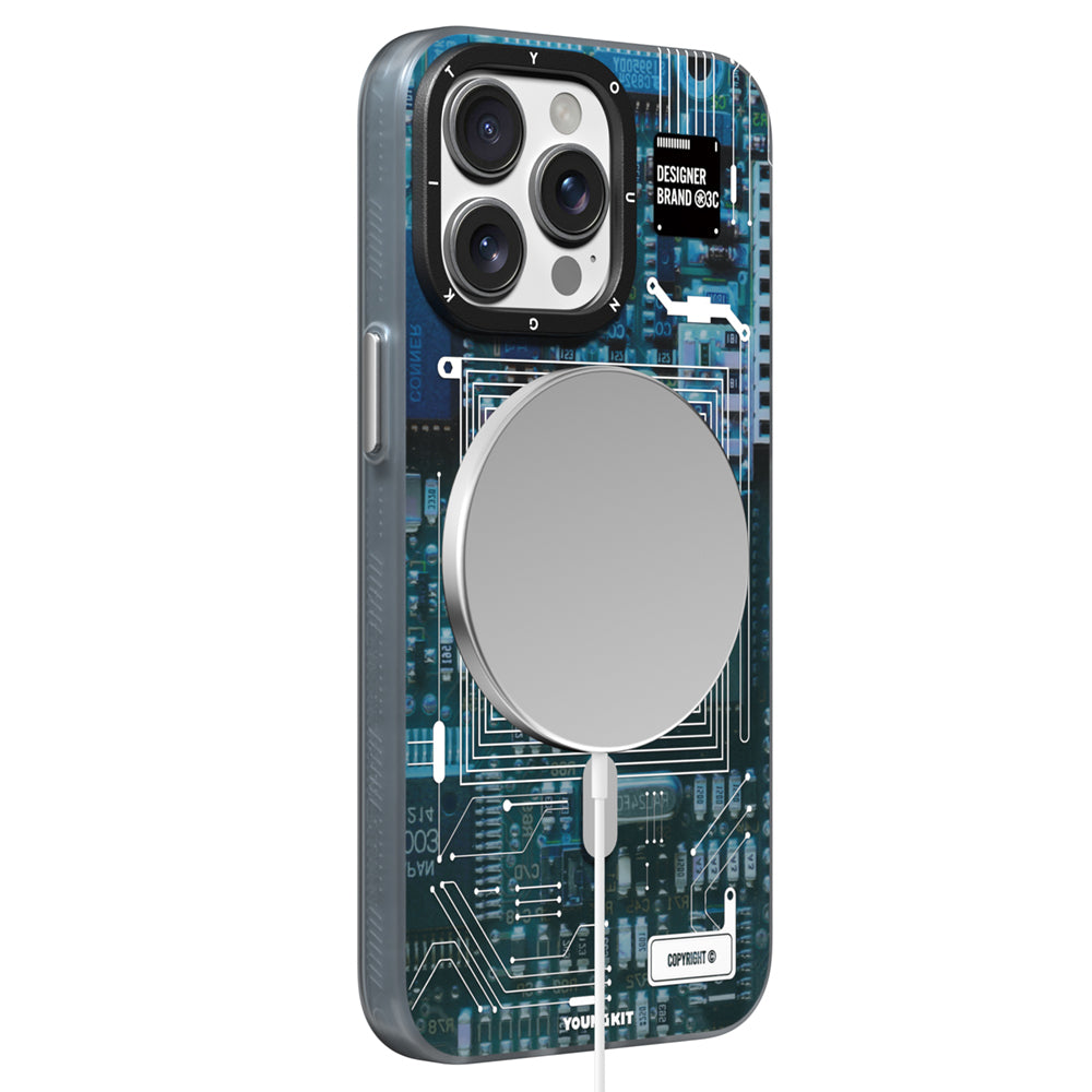 Youngkit 360° Standlı Technology Serisi iPhone 15 Pro Max M-safe Şarj Özellikli Kılıf