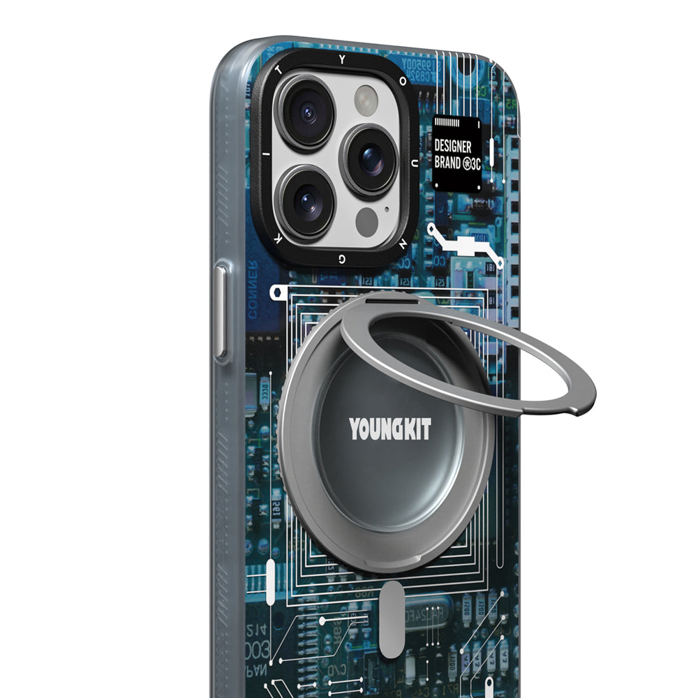 Youngkit 360° Standlı Technology Serisi iPhone 15 Pro Max M-safe Şarj Özellikli Kılıf