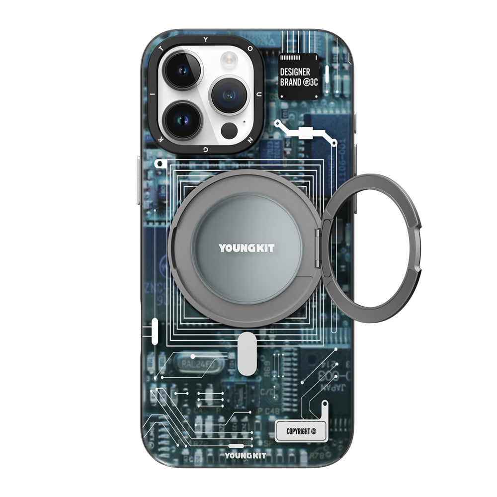 Youngkit 360° Standlı Technology Serisi iPhone 15 Pro Max M-safe Şarj Özellikli Kılıf
