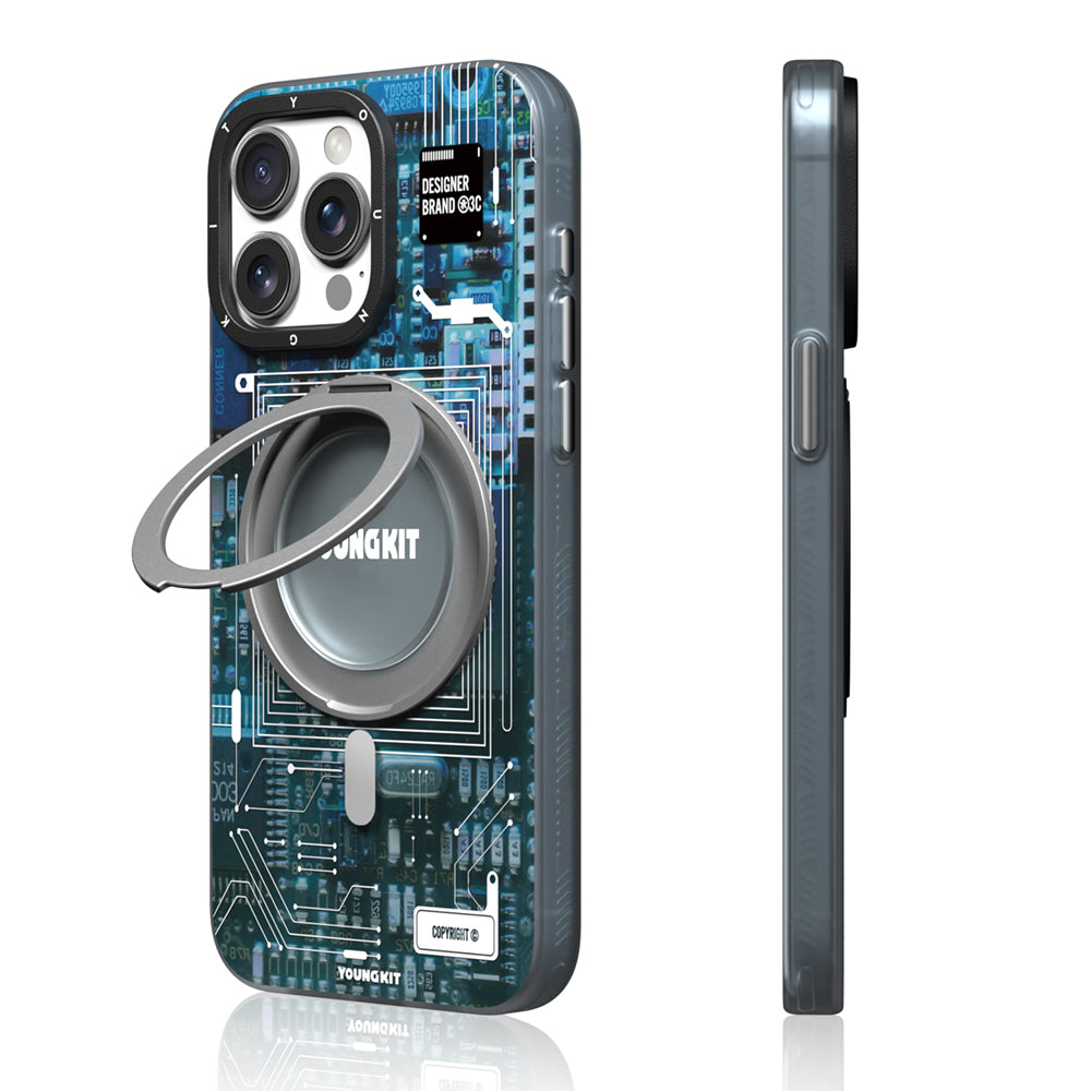 Youngkit 360° Standlı Technology Serisi iPhone 15 Pro Max M-safe Şarj Özellikli Kılıf