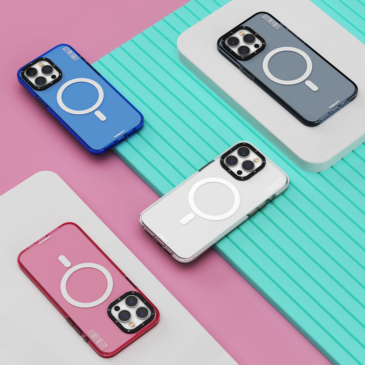 YoungKit Crystal Color Serisi iPhone 15 Pro Max Magsafe Şarj Özellikli Telefon Kılıfı