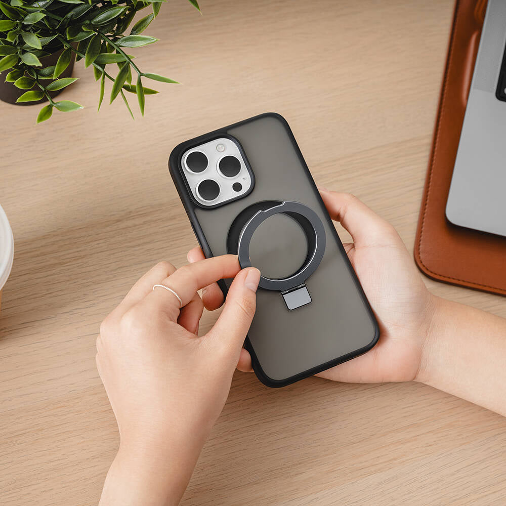Switcheasy Magstand-M iPhone 15 Pro Max M-safe Şarj Özellikli Yüzük Standlı Lisanslı Kılıf