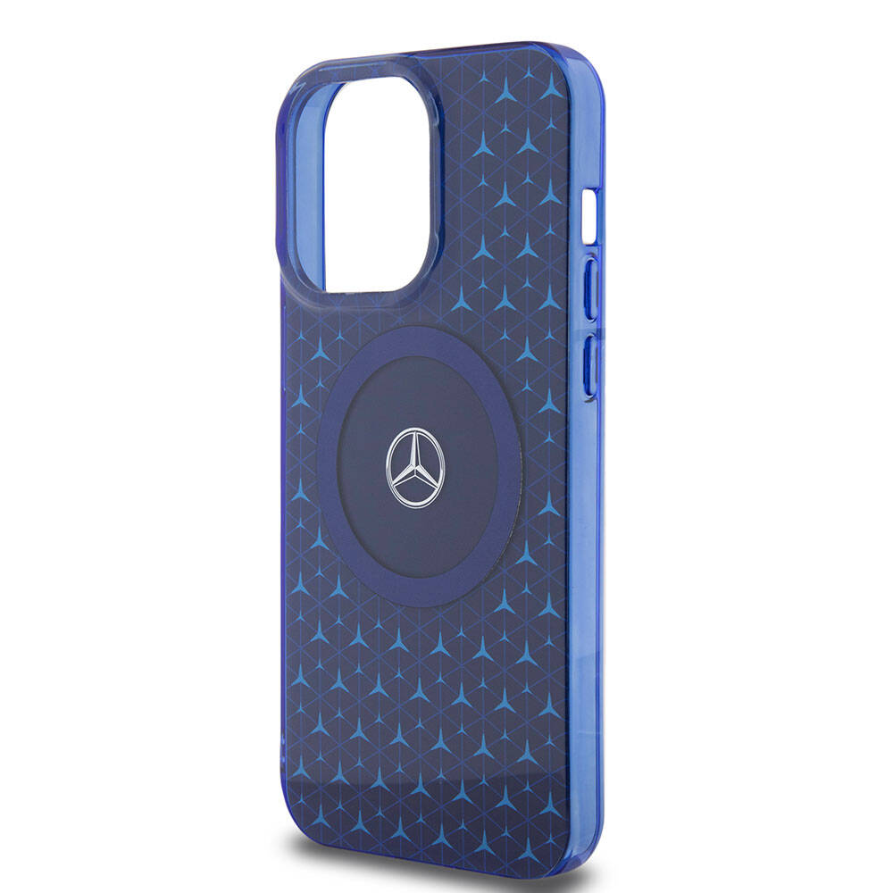 Mercedes Benz iPhone 15 Pro Max Orjinal Lisanslı M-safe Şarj Özellikli Çift Katmanlı Mini Yıldız Desenli Kılıf