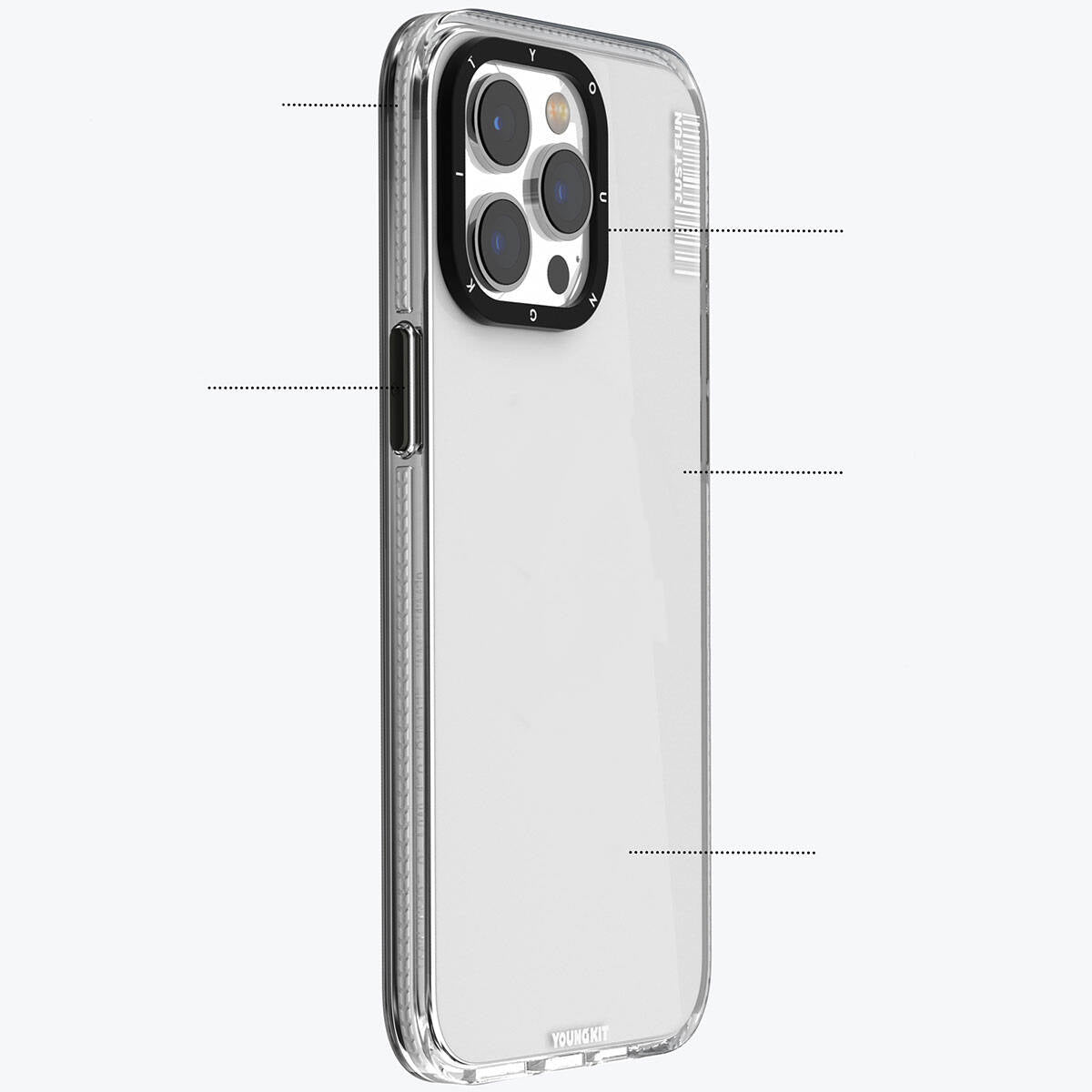 YoungKit Crystal Color Serisi iPhone 15 Pro Max Pürüzsüz Düz Arka Yüzey Telefon Kılıfı